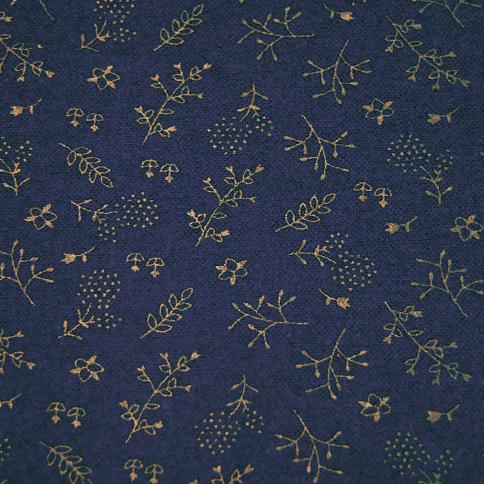Flanel blauw met gouden blaadjes - Katia